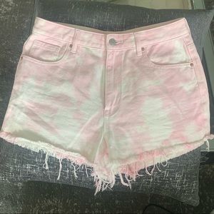 PacSun Pink Tie Dye High Waisted Denim Festival Shorts.